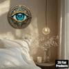 Blue Evil Eye Round Metal Wall Art Aluminum Home Decor Sign for Living Room Kitchen Bedroom Office Bar Cafe Protection