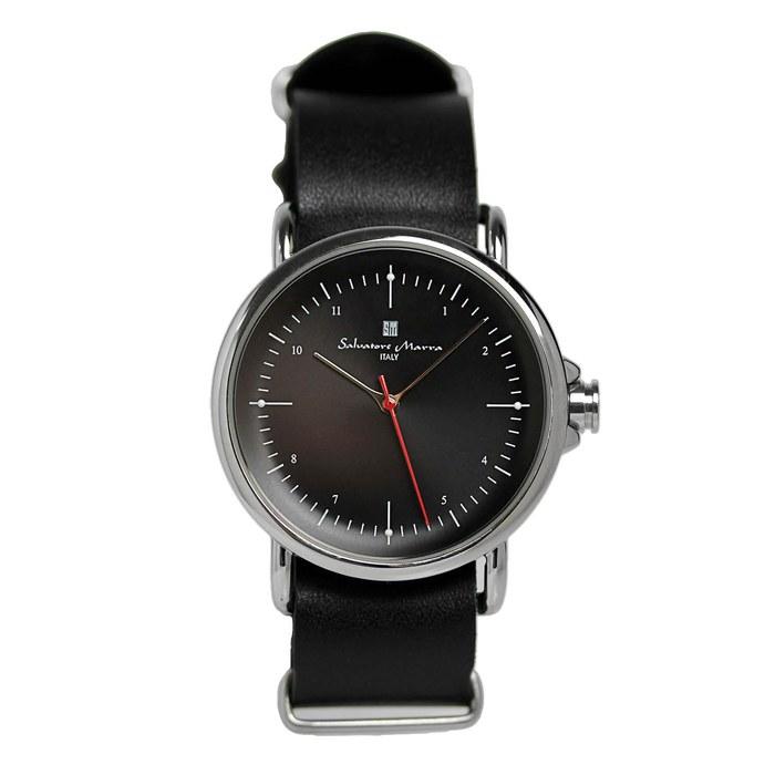 [Salvatore Marra] Watch Men s Women s Leather Strap Watch SM22104-SSBK Silver Black