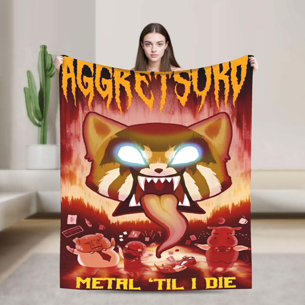 Cartoon Cute Aggretsuko Graffiti  Blanket Quality Warm Soft  Bedding Throws Winter Picnic Couch Chair Sofa Bed Graphic Bedspread