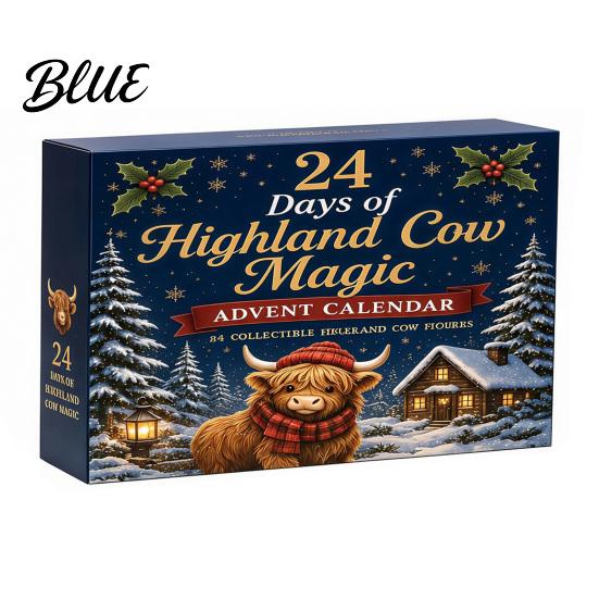 Christmas Gift for Kids Highland Cow Advent Calendar, 24 Unique Acrylic Ornaments, Decorative Calendar 2D Flat Hanging Charms Tree Decoration