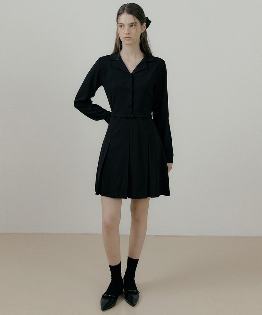 Riorg Rie Collar Pleats Mini Ops Black