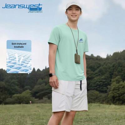 Jeanswest Men's Ice Silk Quick-Dry Round Neck T-shirt