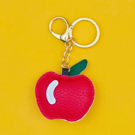 Apples Keychain Pendant Cute Apple-Shaped Leather Keychain Charm Colorful Fruit Bag And Car Pendant Soft Versatile Purse Charm for Women Tote Bags