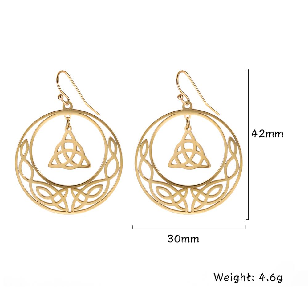 My Shape Hoop Gothic Earrings Stainless Steel Big Earring Dangle Earrings Irish Knot Women Gold Color Pendientes Gothic Jewelry