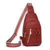 Crossbody Brusttasche Für Frauen Trend Stickerei Schultergurt Bauchtasche Weiblich Outdoor Sport Mehrere Taschen Leder Rot Tagesrucksack