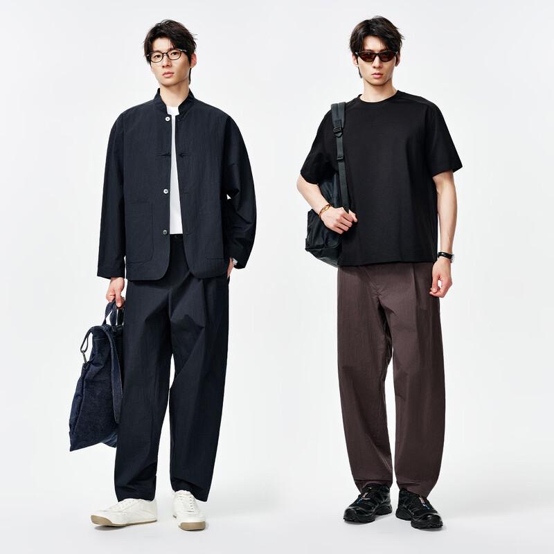 Men's Relaxed Fit Pleated Straight-Leg Casual Pants