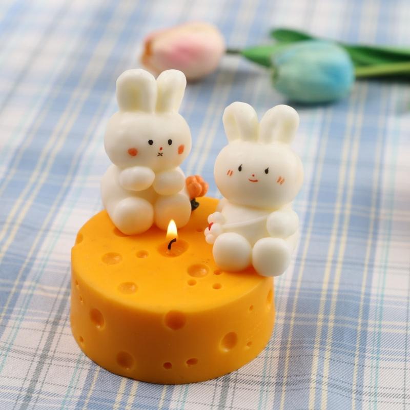 3D Rabbit Silicone Mold Easter Aromatherapy Candle Mould Resin Clay Soap Making DIY Craft Chocolate Cake Decorating Tool