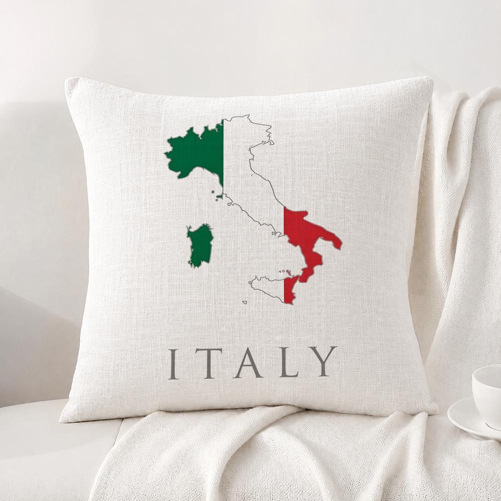 Flag Italy Flag Cushion Cover Natural Linen Pillowcase Set AllinOne Decor Cushion Cover for Sofa Bedroom Chair