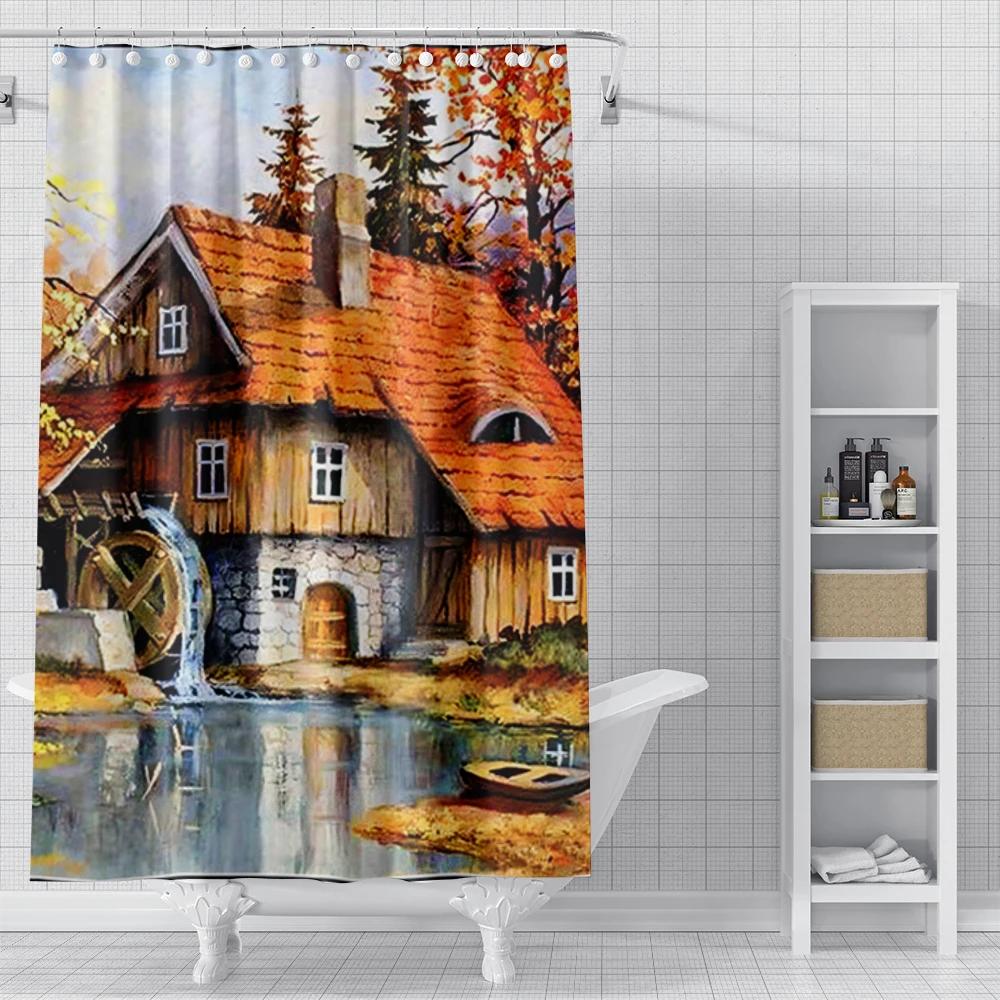 Domowe zasłony prysznicowe do łazienki Krajobraz zwierzęta wodoodporna tkanina zasłony łazienkowe nowoczesna zasłona prysznicowa 180x200 240x200