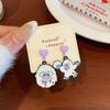 Boucles d'oreilles Stud Festives d'Hiver Dessin Animé Père Noël & Bonhomme de Neige avec Nœud pour Femmes - Bijoux de Fête à Aiguille Argentée