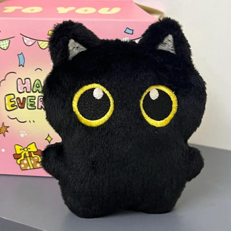 Cute Black Cat Plush Toy Small Doll Pendant 10 Cm Keychain Cartoon Soft Animal Stuffed Doll Pendant Backpack Bag Decoration Gift