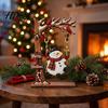 Winter Holiday Home Decor Christmas Wooden Ornaments Santa Snowman Figurine with Moving Bookshelf Decorations Swing