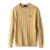 CrossRL Men's Autumn/Winter Pure Cotton Cable Knit Pullover - Solid Color, Round Neck with Twisted Yarn and Embroidered Horse Design.