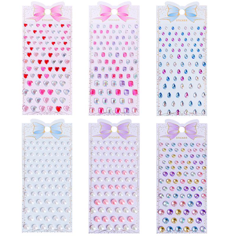 Children's DIY Gem Crystal Stickers - Handmade Diamond Shapes for Girl's Makeup and Decoration