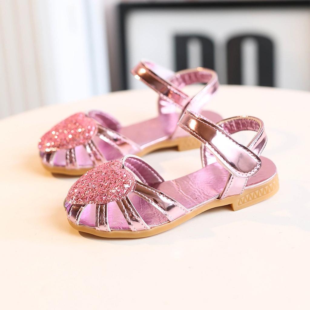 Girls' Baotou Dance Show Sandals Children's Sequin Love Beach Children's Shoes