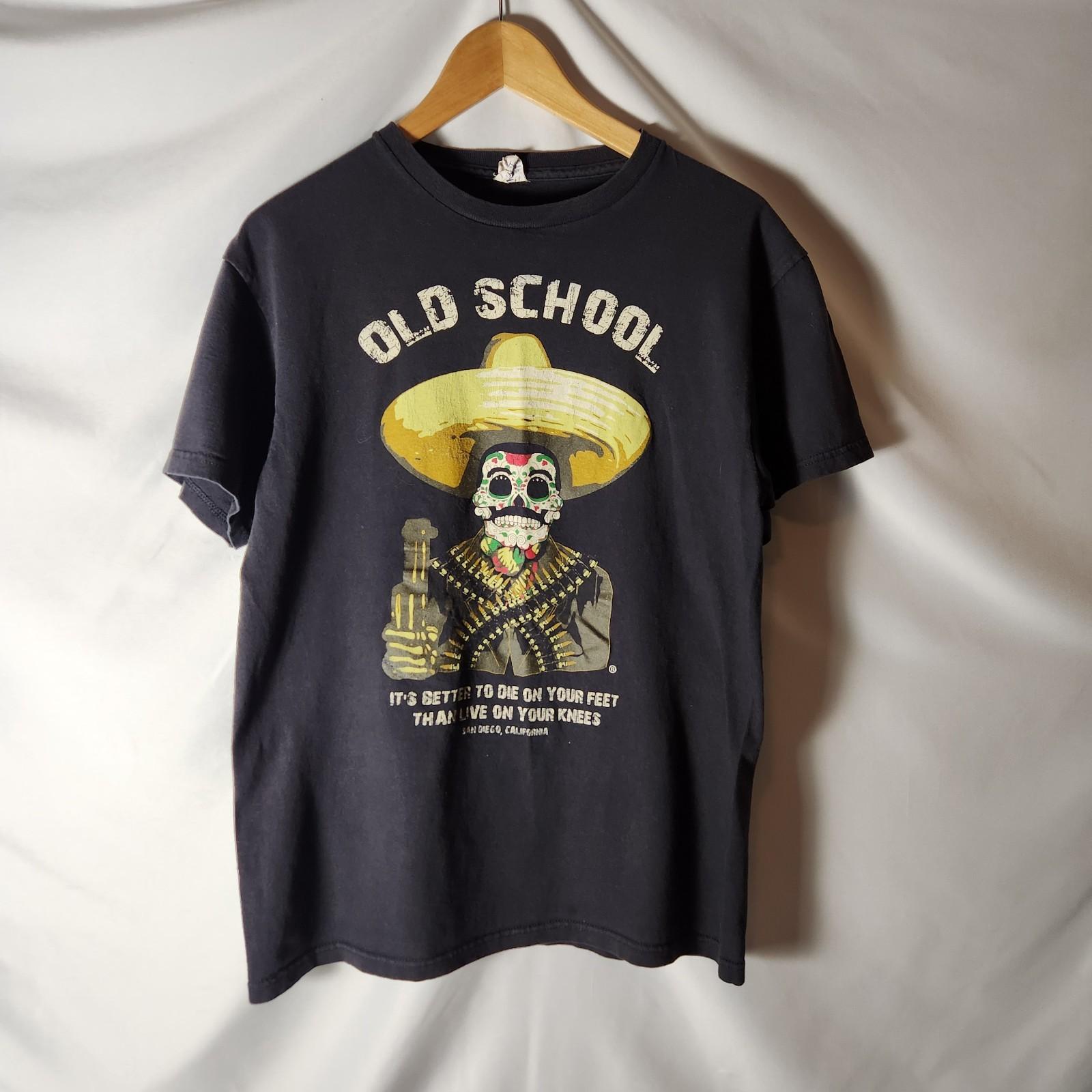 Vintage Delta Pro Weight T-Shirt M Old School Calavera Sugar Skull Sombrero Y2K S разноцветный
