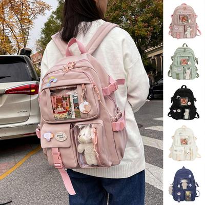 Studentenrucksack, ergonomischer Rucksack mit großer Kapazität und Plüschbärpuppe für Buch-Laptop