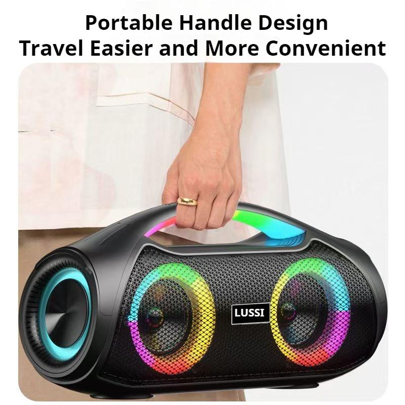 80W High Powerful Shocking Bass RGB Bluetooth Speaker Portable Surround Sound Waterproof Wireless Subwoofer Boombox Home Karaoke