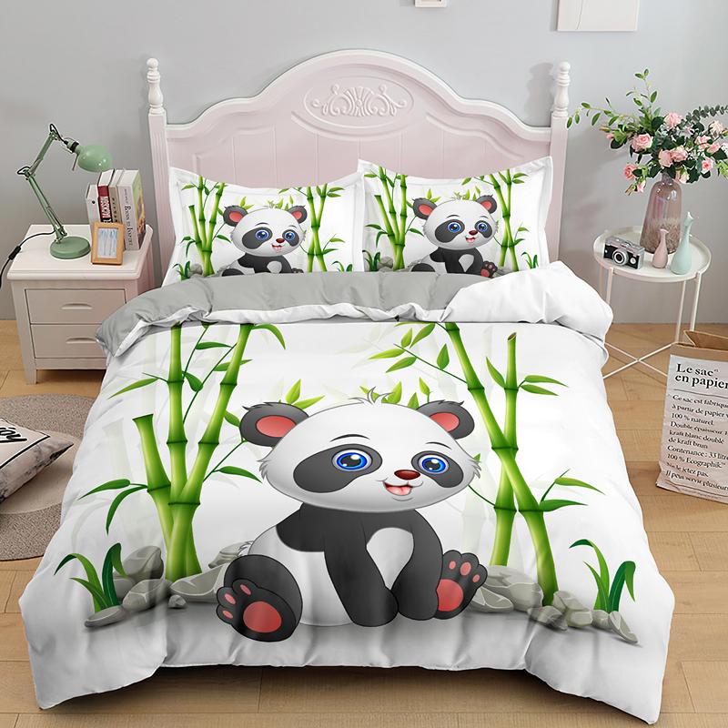 Bedding Set Panda Duvet Cover Set Teens Boys Girls Cartoon Animal Quilt Cover Queen Size Comforter Cover With Pillow Case 2/3pcs