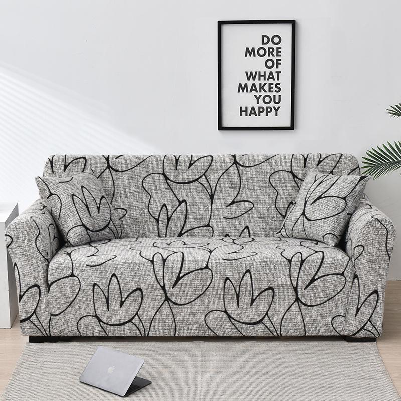 Ash Color Elastic Sofa Covers For Living Room Corner L -Shape Couch Cover Sectional Chair Slipcovers Protector Cover 1 /2 /3 /4 Seat