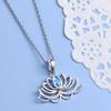 Huitan Lotus Flower Shaped Lady Pendant Necklace Silver Color Inlaid Blue CZ Trendy Wedding Party Daily Accessories Jewelry Gift