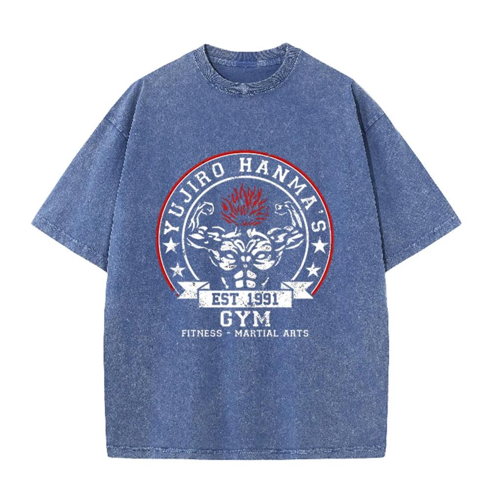 2026 Vintage Washed Black Gym Muscle Warrior Circle Graphic T Shirt Retro Fitness Martial Arts Print Oversized Casual Short Slee