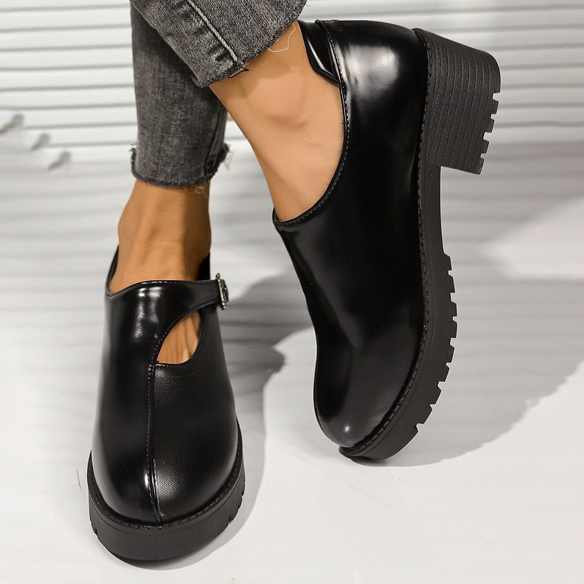 

Весенне-осенние новые туфли на платформе из маленькой кожи, повседневные туфли-лодочки, женские дышащие туфли для улицы 43 чёрный