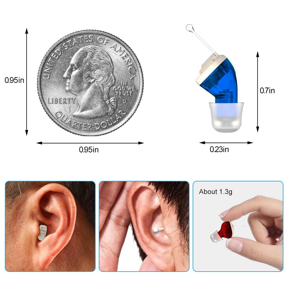 CIC Canal Invisible Hearing Aid: Mini Behind-the-Ear Noise Reduction Earphones for Elderly & Seniors.