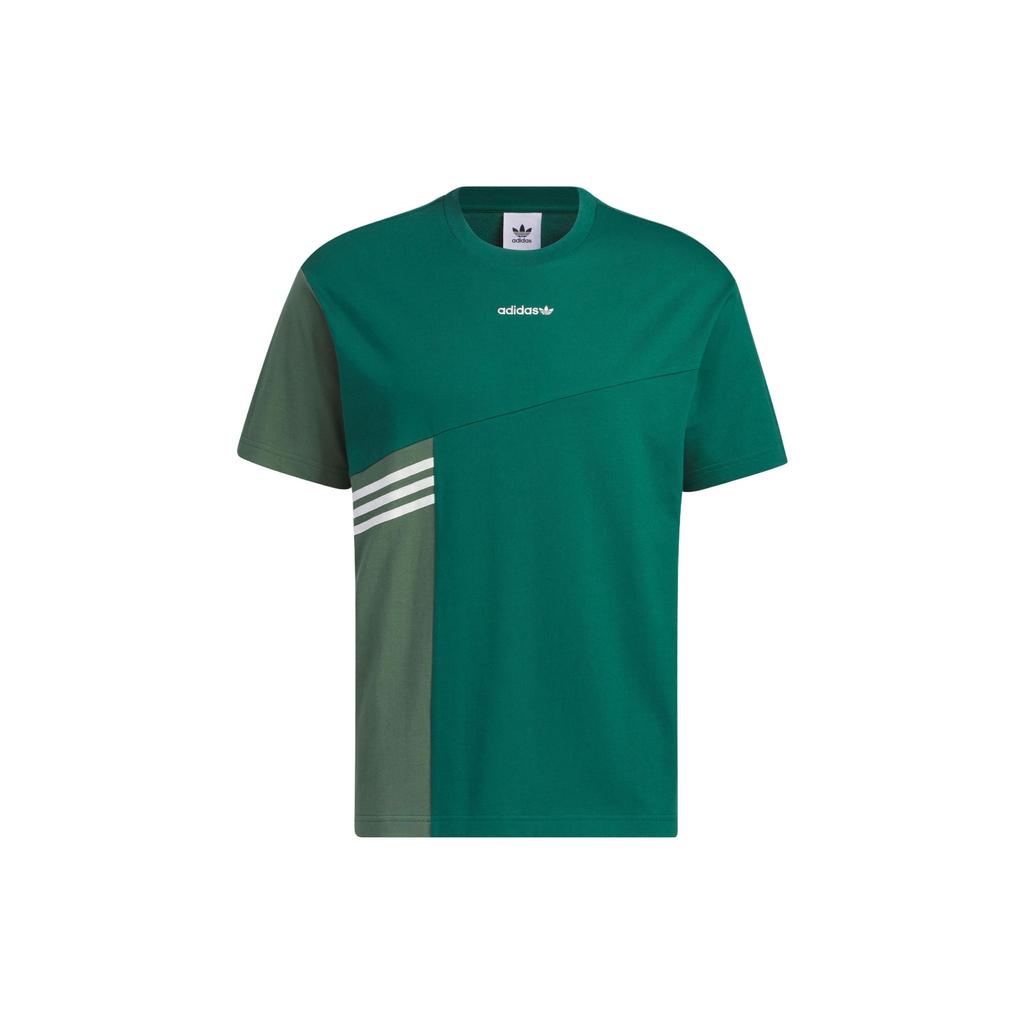 Adidas Originals Graphic Short Sleeve Tee With Trefoil And 3-Stripes Block Unisex Tops Forest-Green IU4807