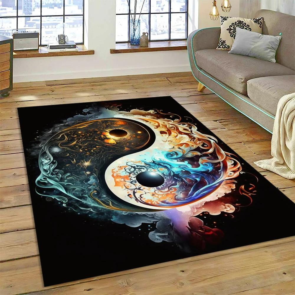 Yin ve Yang 3D Doğal Çin Tai Chi Halı Kilim Ev Oturma Odası Yatak Odası Kanepe Kapı Paspası Dekor, Çocuk Alan Halısı Kaymaz Mat