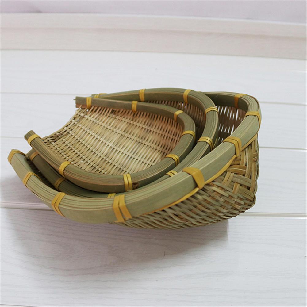 Bamboo Weaving Basket Open Bamboo Sieve Hand-woven Drying Bamboo Basket Fruit and Vegetable Storage Farmhouse Kitchen Basket