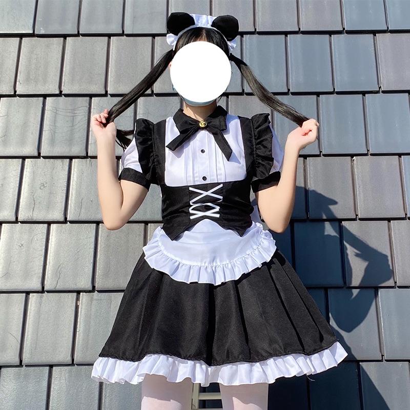 New Black And White Lolita Gothic Maid Uniform Halloween Lolita Women's Dress