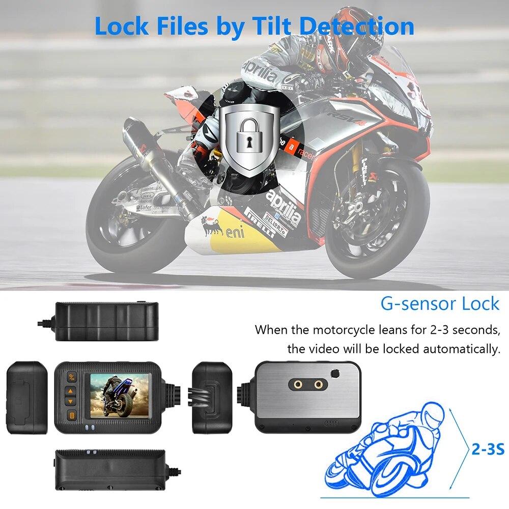 2 Inch Motorcycle Dash Cam HD 1080P DVR Camera Wide-Angle Loop Recorder Front & Rear Waterproof Night Vision Driving Recorder
