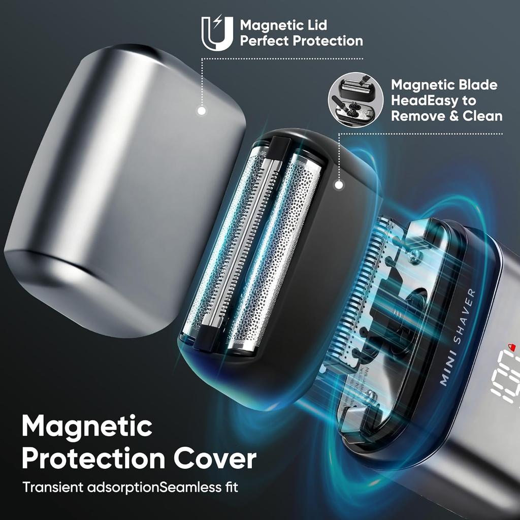 Elektrorasierer für Männer Gesicht, Taschenrasierer USB Mini-Rasierer, Elektrische Folienrasierer mit Typ C Wiederaufladbar und LED-Anzeige, IPX7 Wasserdicht