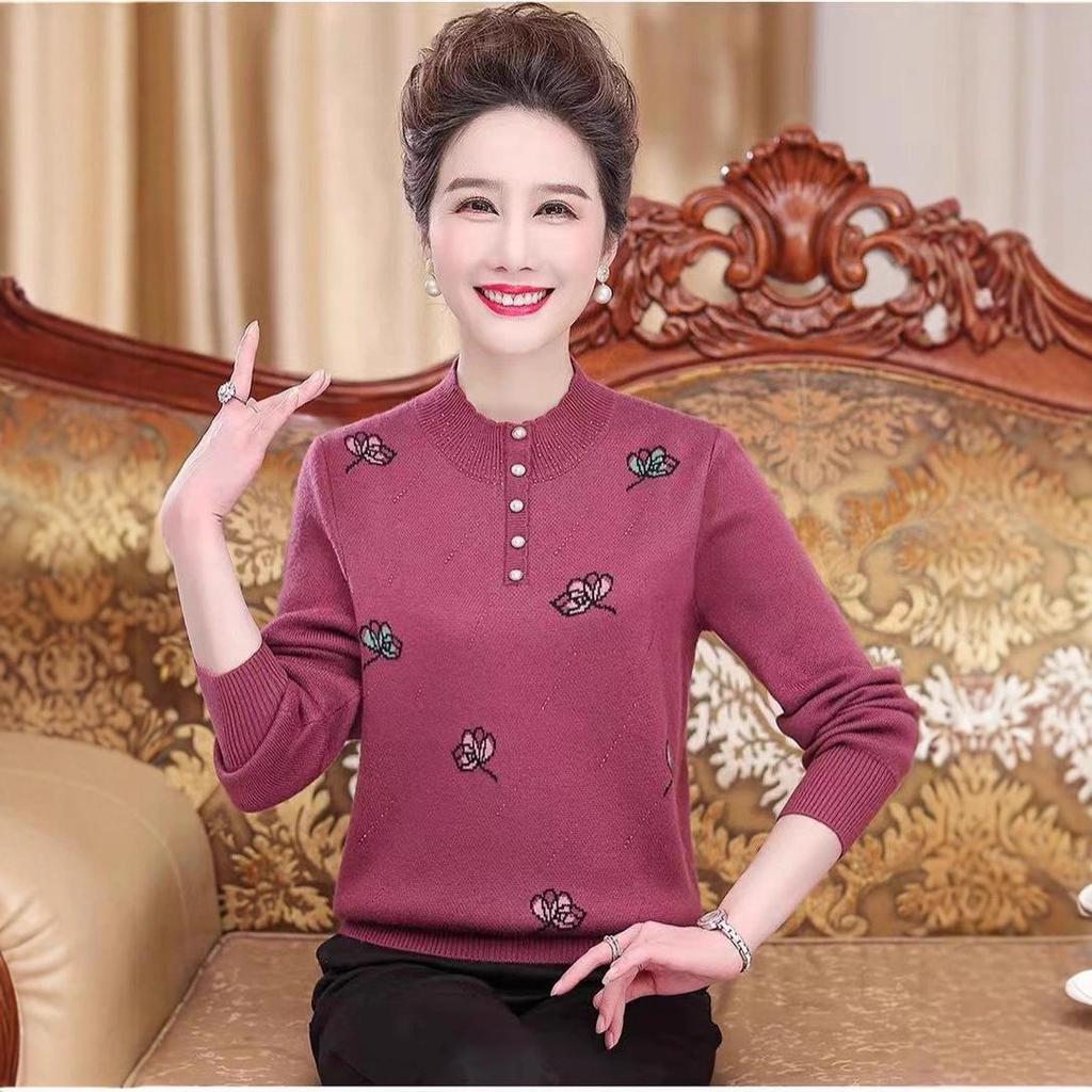 Middle-aged & Plus Size Warm Wool Sweater - Thick, Loose Fit for Moms