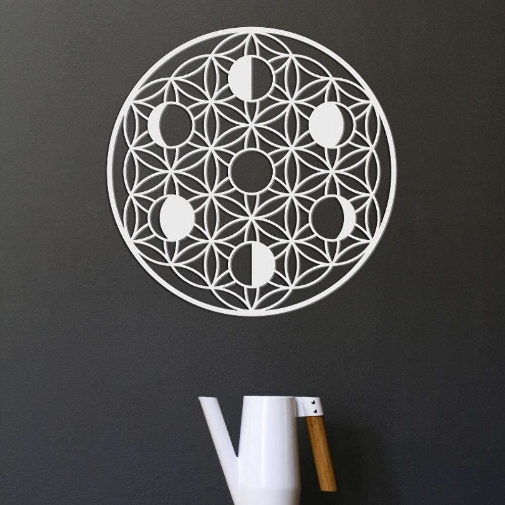1pc Moon Phase Metal Wall Art Sacred Geometry Yoga Decor Golden Silvery Black Home Scene Themed Party Decoration Housewarming Gift