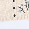 Women's Embroidered Round Neck Vintage Loose Knitted Cardigan Sweater Jacket