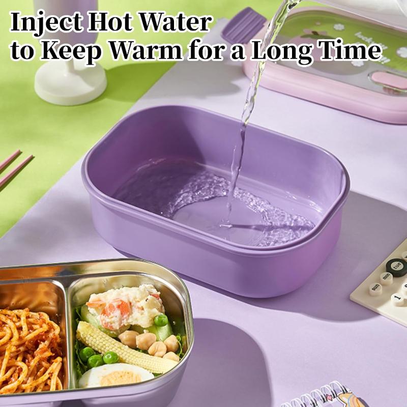 304 Food Grade Stainless Steel Lunch Box Split Compartment Bento Box Reusable for Fruit Salad Meal Work School Use