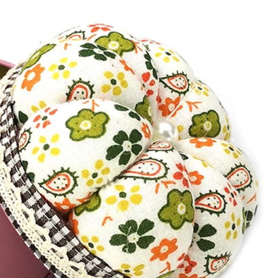 Needle Cushion Box Soft Multi-use Fabric Creative Flower Pattern Pin Cushion Box for Home