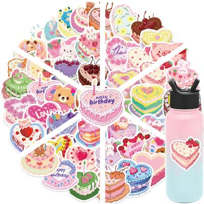 50 Cartoon Heart-shaped Cake Stickers Decorate Laptop Suitcase DIY Waterproof Stickers