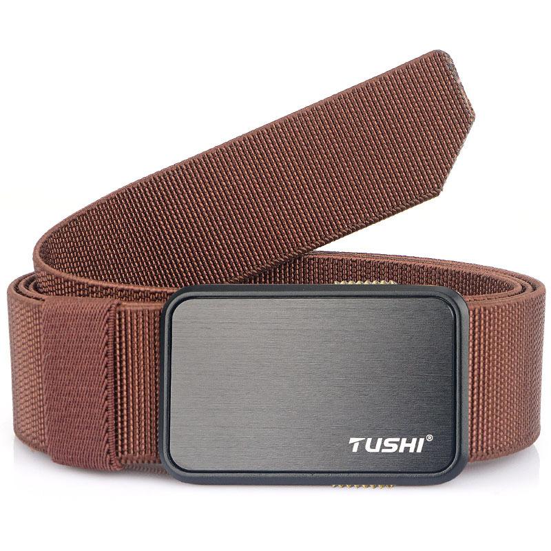 Nový pánský pásek na dojíždění s automatickou přezkou Nylonový pás, univerzální dvouvrstvý silný pás pro venkovní volný čas