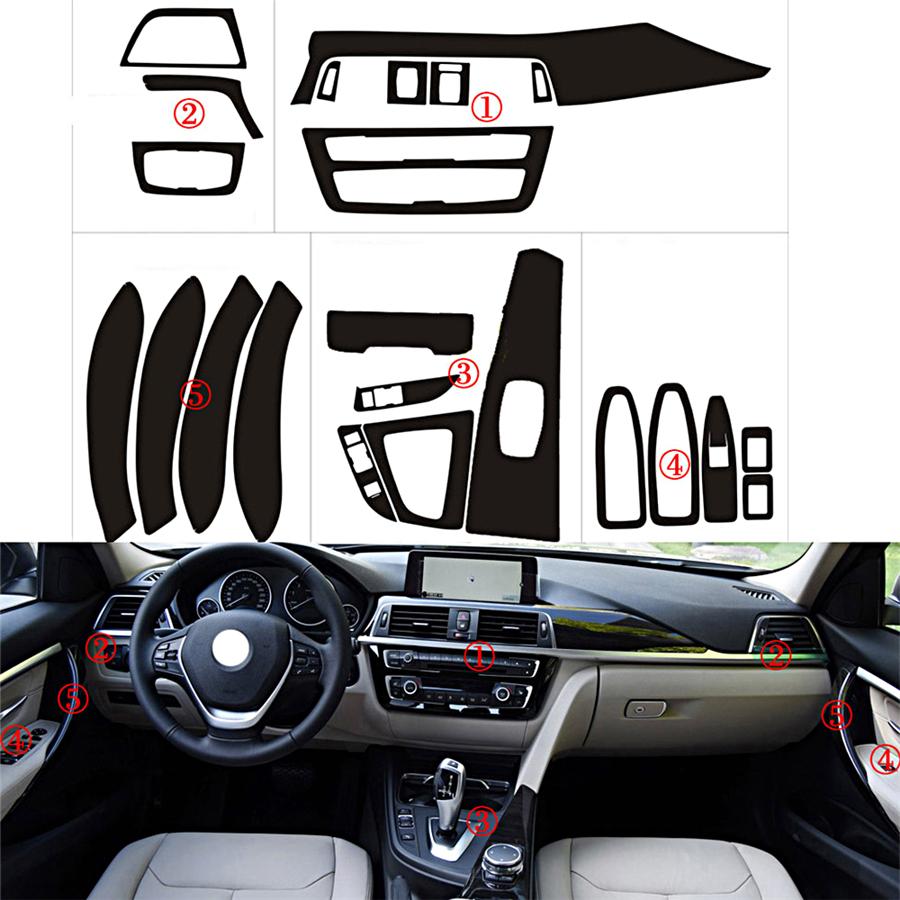 DIY For BMW 3 Series F30 F31 Interior Trim Decal Kit Stickers Carbon Fiber Style