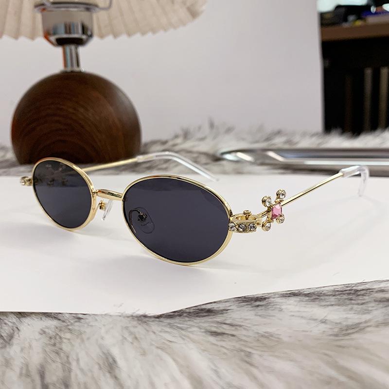 Jennie-Style Diamond Oval Sunglasses: High-End European & American Street Fashion for Women