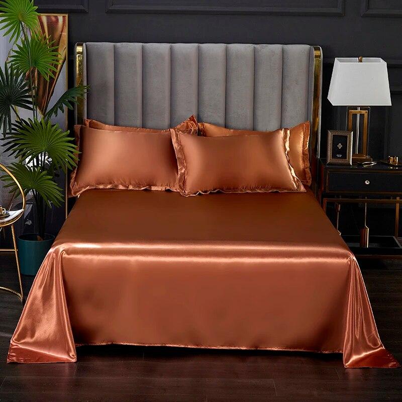 Fashionable Rayon Bed Sheets, Solid Color Single Double Bed And A Comfortable And Cool Mattress Cover 240x270cm /200x230cm.