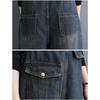 Women Elastic Long Pants  Spring Denim Overalls Loose Casual Trousers Plus Size Basic Jeans