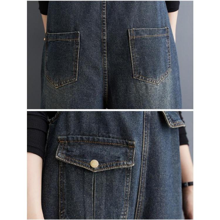 Women Elastic Long Pants Spring Denim Overalls Loose Casual Trousers Plus Size Basic Jeans
