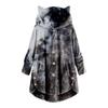 Women Fashion Plush Pocket Winter Tie-dyed Long Sleeve Keep Cat Ears Warm Coat