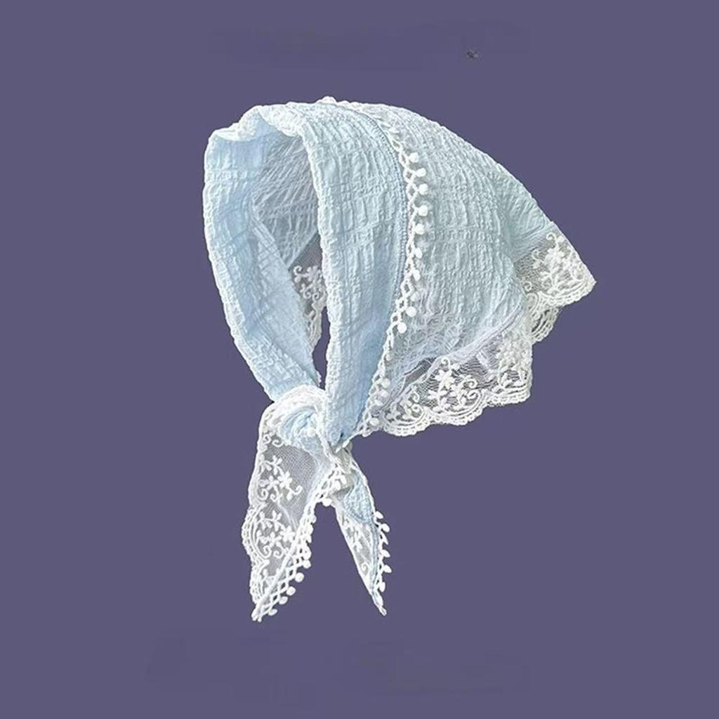 Pastoral French Lace Triangle Hair Scarf and Headband for Spring Outings