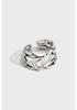 Retro Blackened S925 Sterling Silver Thai Hollowed-Out Ring for Women - High-End European Style