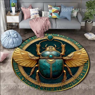 Neu eingetroffen! Antiker Ägyptischer Elementar-Zepter Bedruckter Runder Teppich Wohnzimmer Schlafzimmer Tisch Stuhl Sofa Dekorative Matte Yogamatte